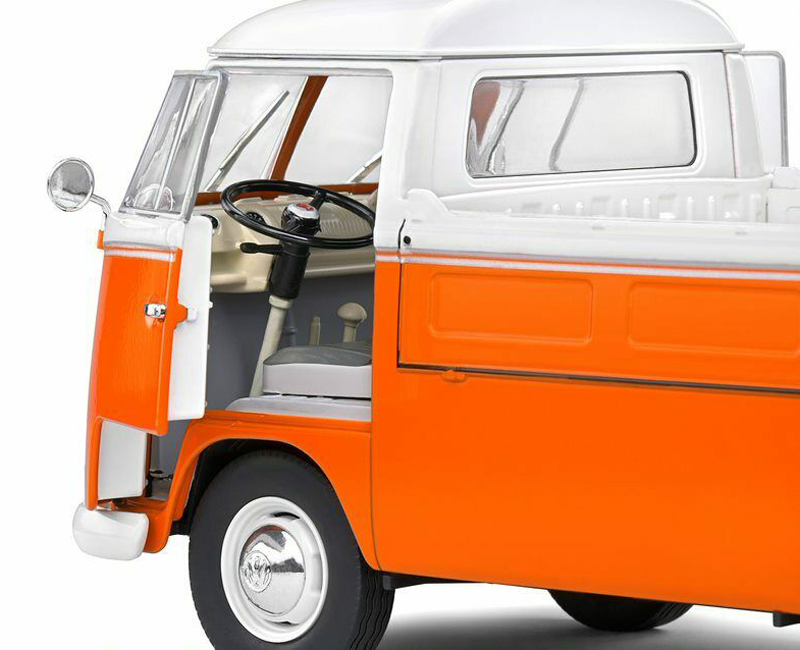 VW T1 Pritschenwagen Transporter Bulli Pick up 1950 mit Surfbrett orange 1:18