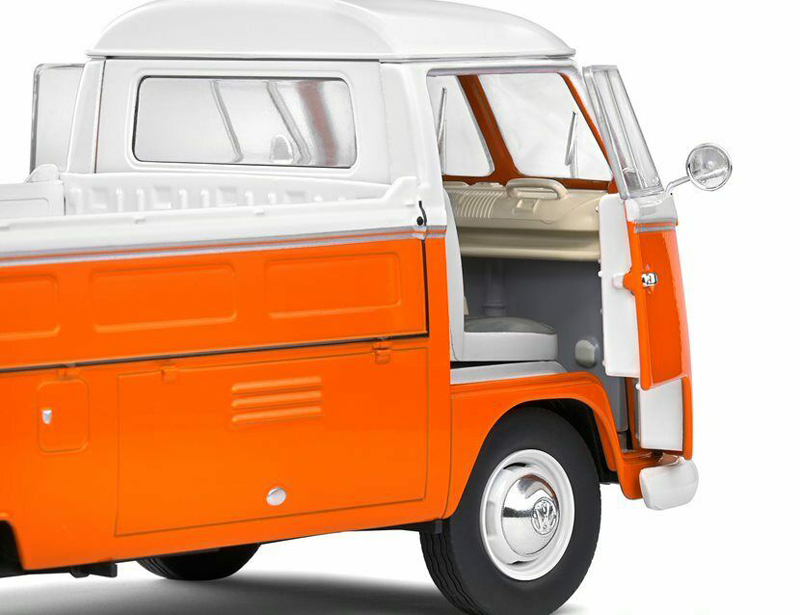 VW T1 Pritschenwagen Transporter Bulli Pick up 1950 mit Surfbrett orange 1:18