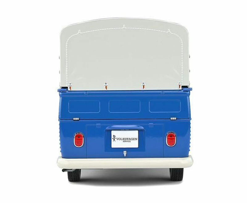 VW T1 Pritschenwagen Transporter Bulli Pick up 1950 mit Plane Volkswagen Service blau 1:18
