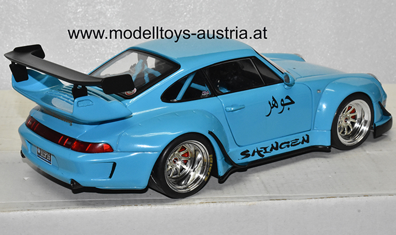 Porsche 911 993 Coupe RWB Rauh Welt 2018 SHINGEN blau 1:18