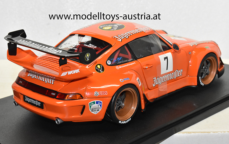 Porsche 911 993 Coupe RWB 2020 orange Jägermeister 1:18