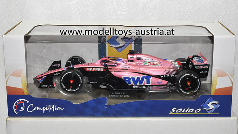 Alpine BWT A522 Renault 2022 Fernando ALONSO Bahrain GP 1:18 Solido