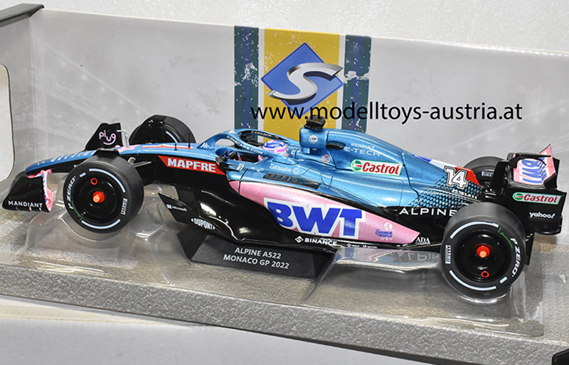 Alpine BWT A522 Renault 2022 Fernando ALONSO Monaco GP Monte Carlo 1:18 Solido