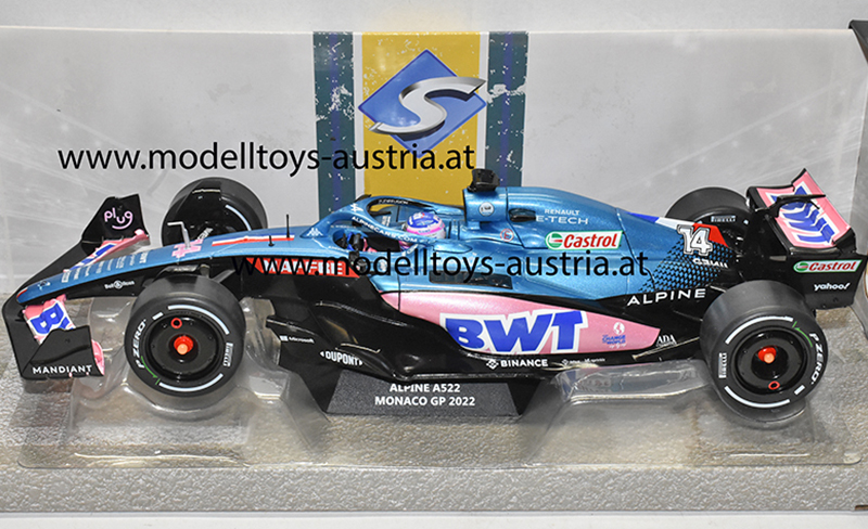 Alpine BWT A522 Renault 2022 Fernando ALONSO Monaco GP Monte Carlo 1:18 Solido