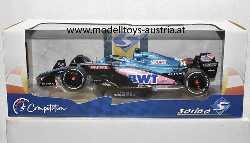 Alpine BWT A522 Renault 2022 Fernando ALONSO Monaco GP Monte Carlo 1:18 Solido