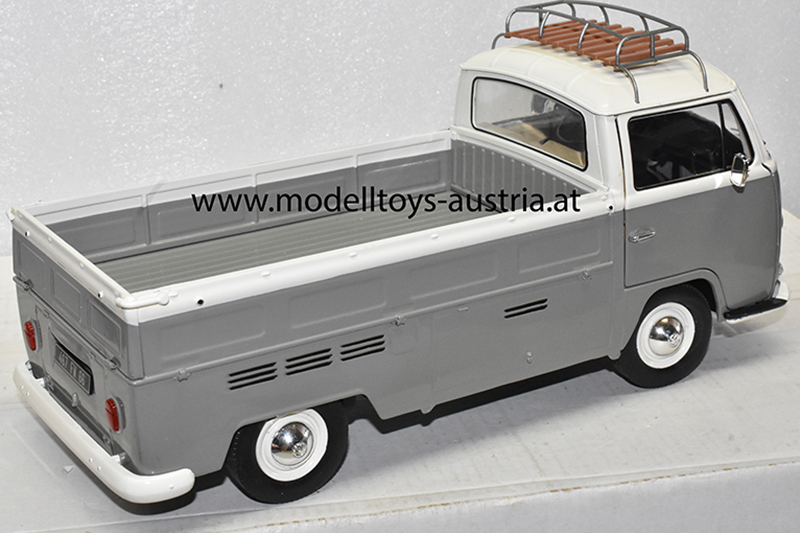 VW T2 Pritschenwagen Transporter Pick up 1968 grau / weiss 1:18