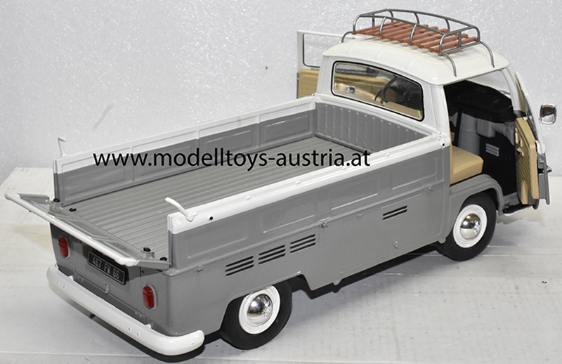 VW T2 Pritschenwagen Transporter Pick up 1968 grau / weiss 1:18