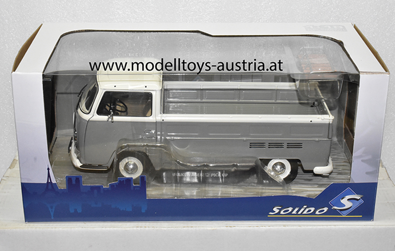 VW T2 Pritschenwagen Transporter Pick up 1968 grau / weiss 1:18