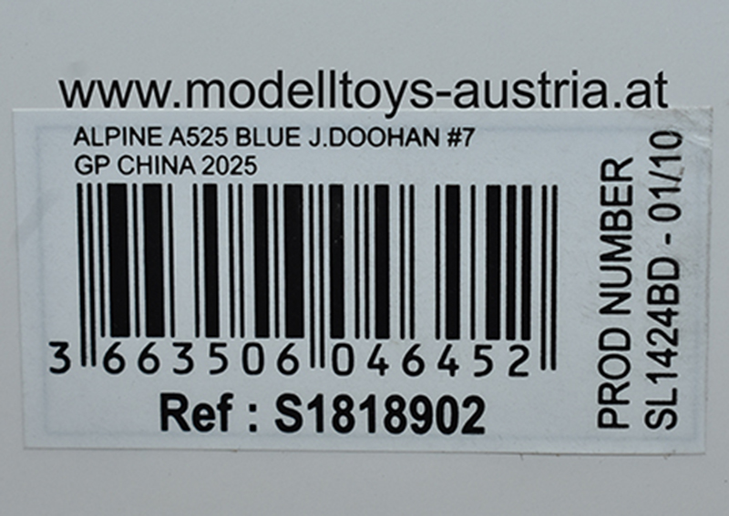 Alpine BWT A525 Renault 2025 Jack DOOHAN China GP 1:18