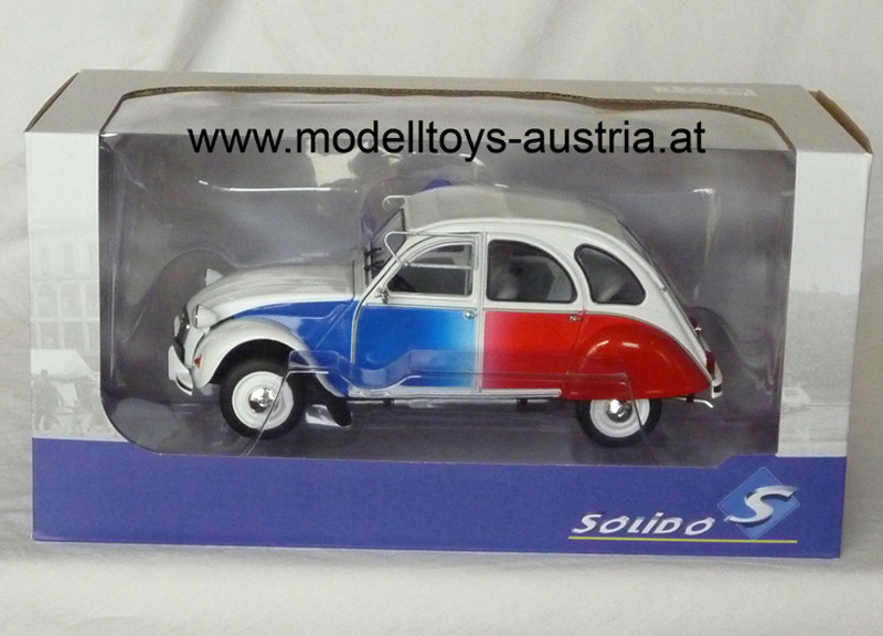 Citroen 2CV 2 CV 6 COCORICO 1986 weiss / rot / blau 1:18