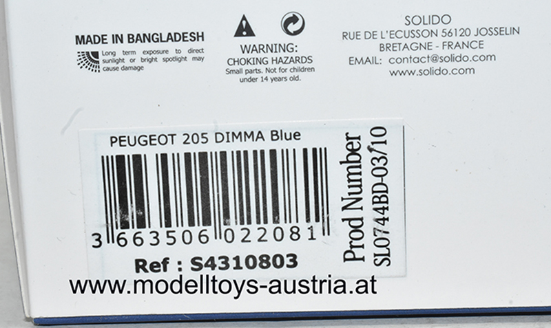 Peugeot 205 GTi DIMMA 1988 blau metallik 1:43