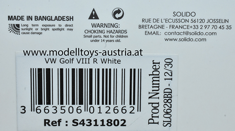 VW Golf VIII Golf 8 Limousine R weiss 1:43