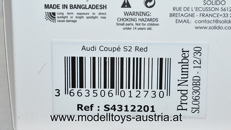 Audi S2 Coupe 1990 - 1995 rot 1:43