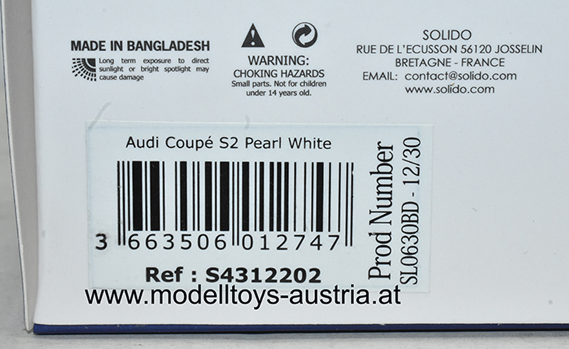 Audi S2 Coupe 1990 - 1995 weiss 1:43