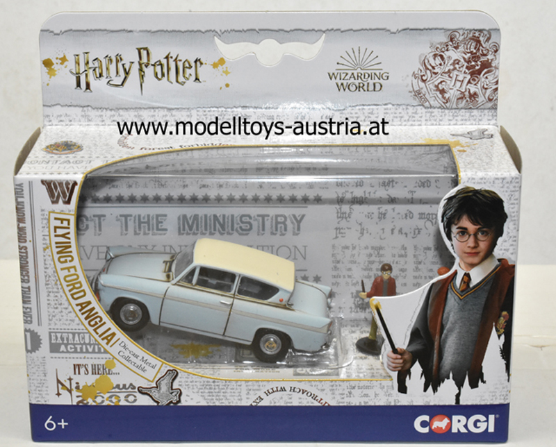 Ford Anglia Flying Harry POTTER blau / weiss mit Harry und Ron Figuren 1:43