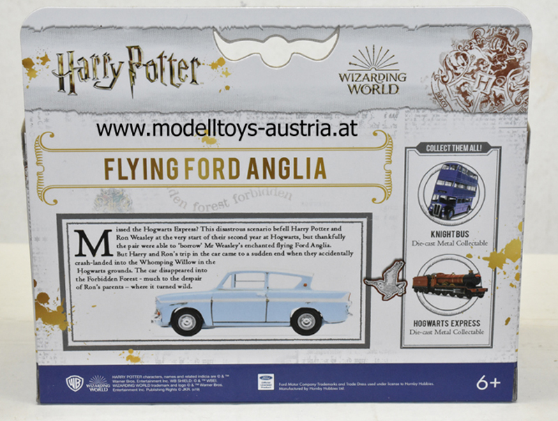 Ford Anglia Flying Harry POTTER blau / weiss mit Harry und Ron Figuren 1:43