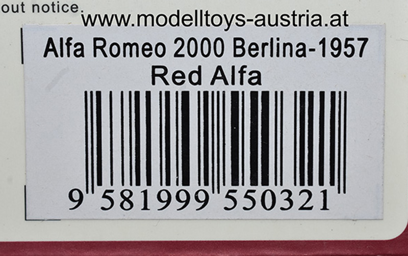 Alfa Romeo 2000 Berlina 1957 rot 1:43