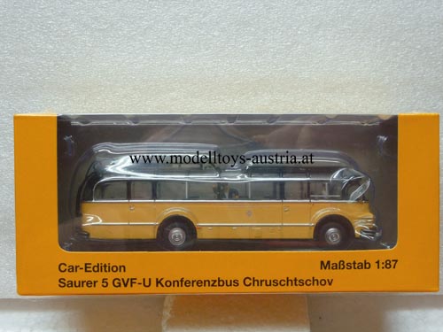 Saurer 5 GVF-U Konfernezbus Österreichische Post mit Figur CHRUSCHTSCHOV 1:87 HO