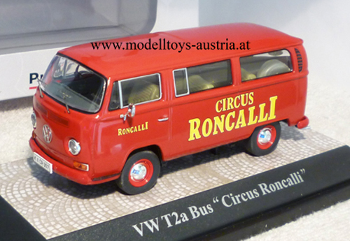 VW T2a Bus Zirkus RONCALLI rot 1:43