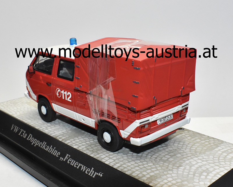 VW T3a DOKA Doppel Kabine Pritschenwagen Feuerwehr 1:43