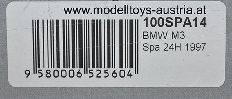 BMW E36 M3 Coupe 1997 Spa 24 Stunden Rennen DUEZ / ICKX / RAFANELLI 1:43