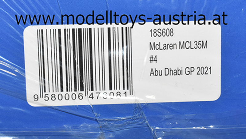 McLaren MCL35M Mercedes 2021 Lando NORRIS Abu Dhabi GP 1:18 Spark