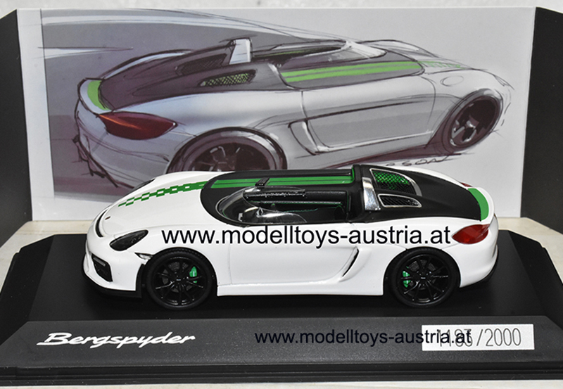 Porsche Boxster BERGSPYDER weiss / grün 1:43