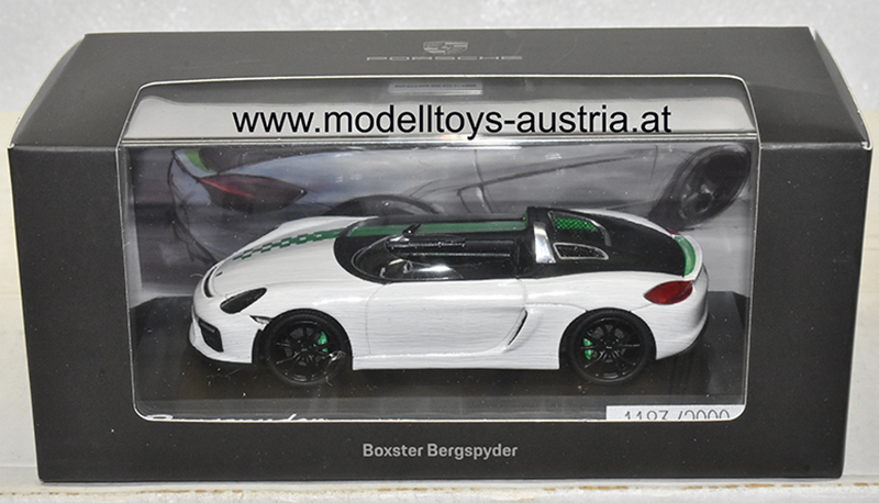 Porsche Boxster BERGSPYDER weiss / grün 1:43