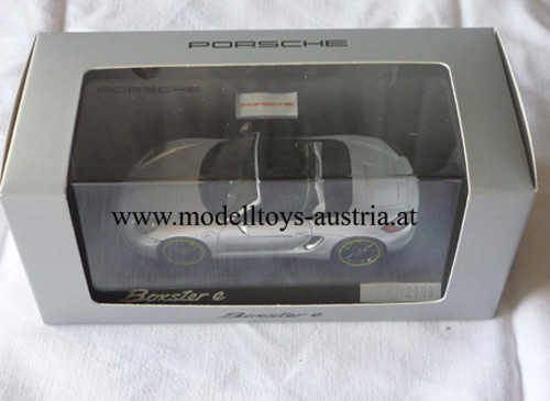 Porsche Boxster Cabrio Typ 981 E Mobilität Elektro Auto silver metallic 1:43