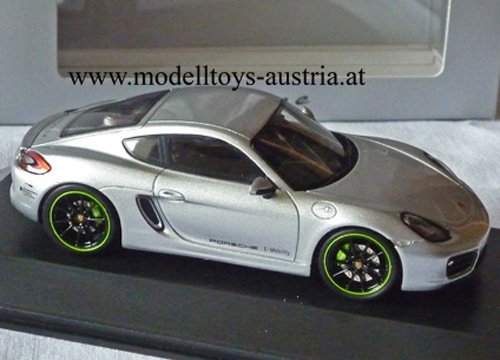 Porsche Cayman Coupe E Mobilität Elektro Auto silber metallik 1:43
