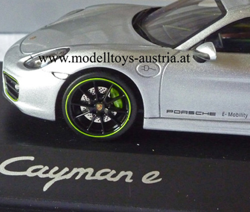Porsche Cayman Coupe E Mobilität Elektro Auto silber metallik 1:43