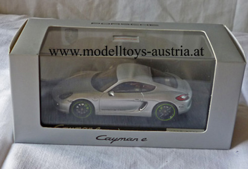 Porsche Cayman Coupe E Mobilität Elektro Auto silber metallik 1:43