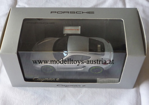 Porsche Cayman Coupe E Mobilität Elektro Auto silber metallik 1:43