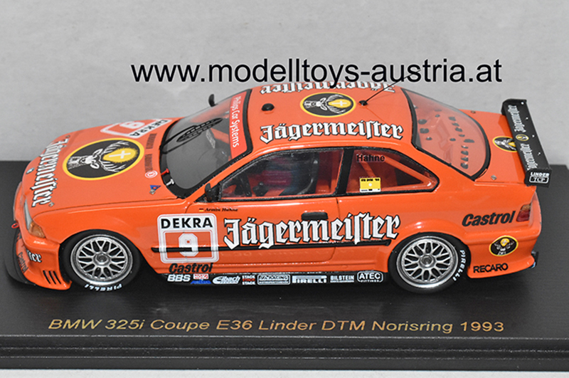 BMW E36 Coupe 325i 1993 DTM Norisring Armin HAHNE Jägermeister Team Linder 1:43