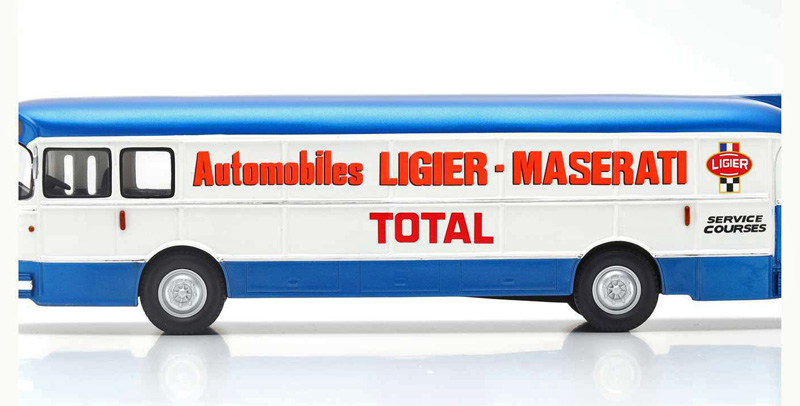 Saviem S45 Renntransporter LIGIER Service Transporter 1974 Le Mans und Formel 1 1:43