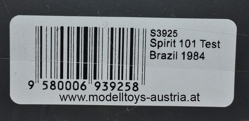 Spirit 101 Hart 1984 Emerson Fittipaldi Test Brasillien 1:43