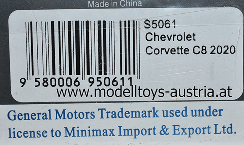 Chevrolet Corvette C8 2020 schwarz 1:43 Spark