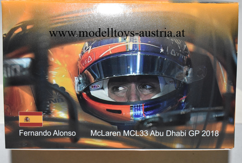 McLaren MCL33 Renault 2018 Fernando ALONSO Abu Dhabi GP LETZTES RENNEN 1:43 Spark