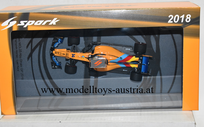 McLaren MCL33 Renault 2018 Fernando ALONSO Abu Dhabi GP LETZTES RENNEN 1:43 Spark