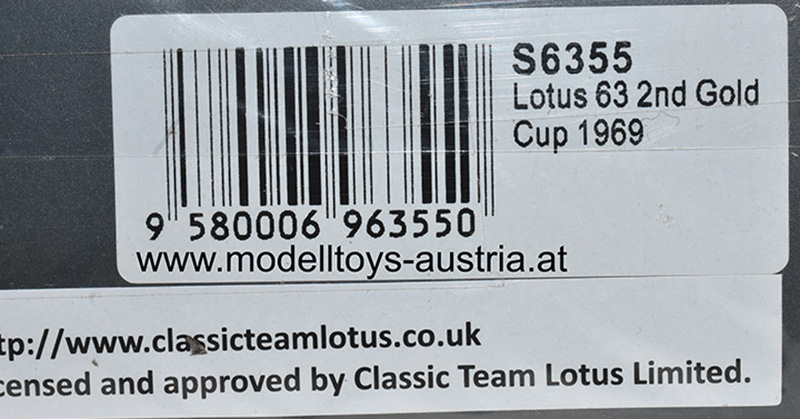 Lotus 63 Ford 1969 Jochen RINDT Oulton Park Gold Cup Gold Leaf Team Lotus 1:43