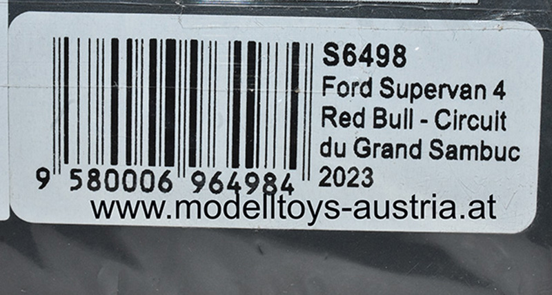 Ford Transit 4 Supervan RED BULL 2023 Circuit du Grand Sambuc Max VERSTAPPEN 1:43