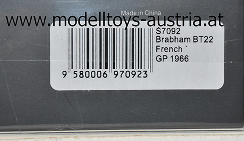 Brabham BT22 Climax 1966 Jo BONNIER Frankreich GP 1:43