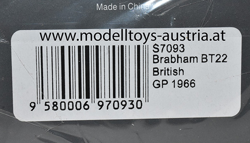 Brabham BT22 Climax 1966 Chris IRWIN England GP 1:43