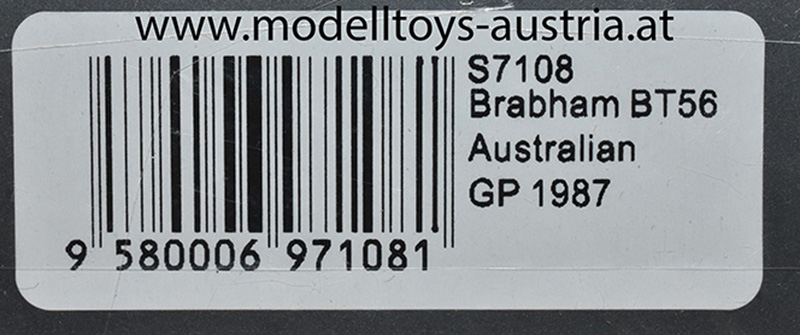 Brabham BT56 BMW Turbo 1987 Stefano MODENA Österreich GP 1:43
