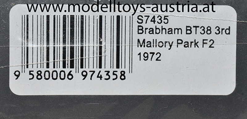 Brabham BT38 Ford 1972 F2 Carlos REUTEMANN 3rd Mallory Park 1:43