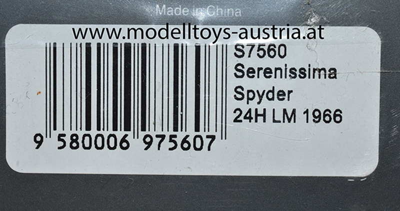 Serenissima Spyder 1966 Le Mans J-C. Sauer / J. de Mortemart 1:43