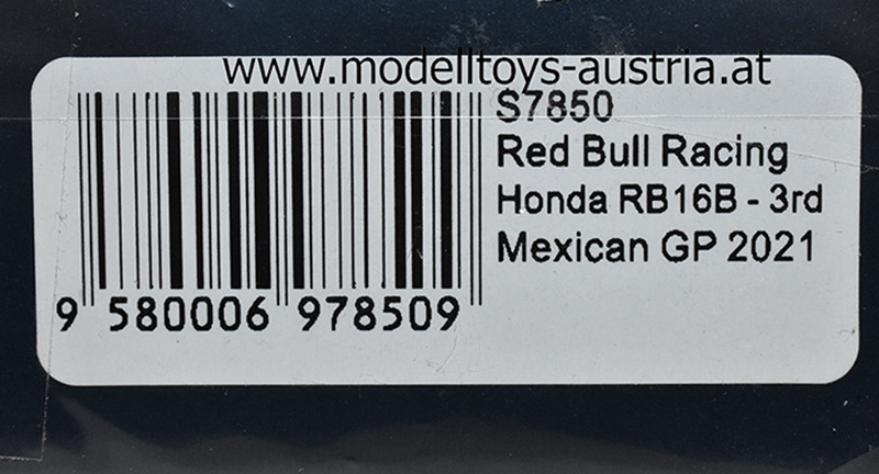 Red Bull Racing RB16B Honda 2021 Sergio PEREZ 3.Mexiko GP mit No.3 Board 1:43 Spark