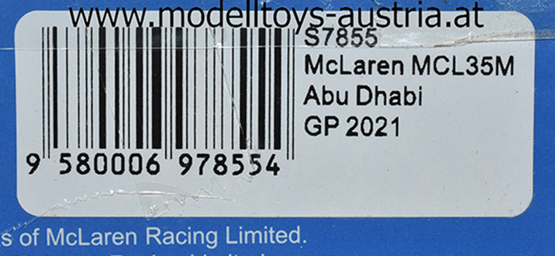 McLaren MCL35M Mercedes 2021 Lando NORRIS Abu Dhabi GP 1:43 Spark