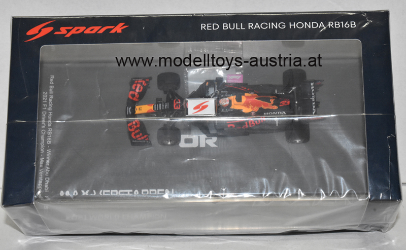 Red Bull Racing RB16B Honda 2021 Max VERSTAPPEN Weltmeister Sieger Abu Dhabi GP 1:43 Spark with No.1 Board and Pit Board