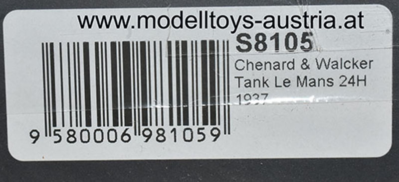 Chenard & Walcker Tank 1937 Le Mans C. CoOTLET / C. ROUX 1:43